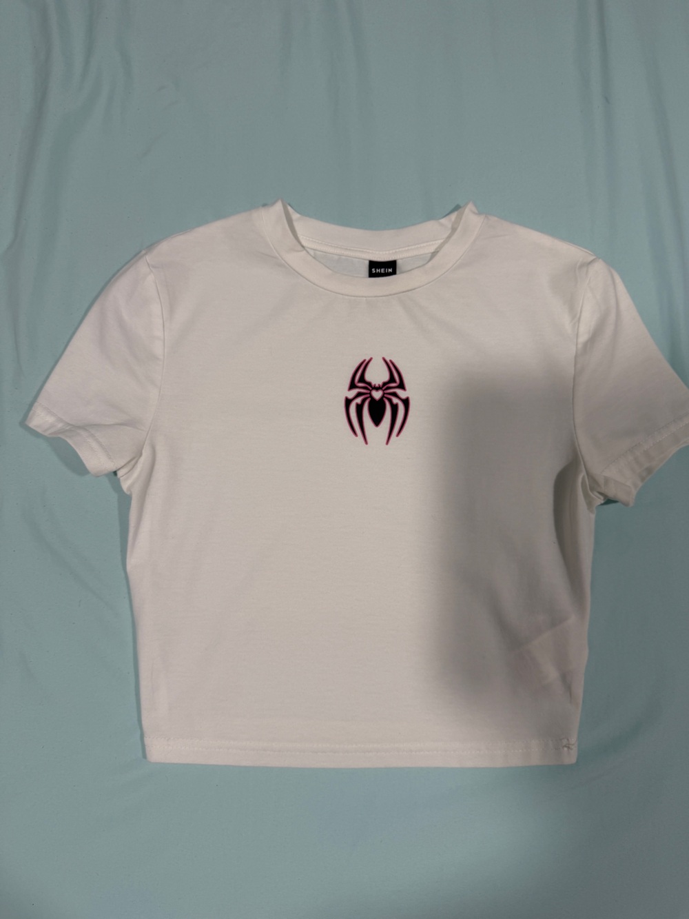 SHEIN White Spider Graphic T-Shirt Y2K Streetwear